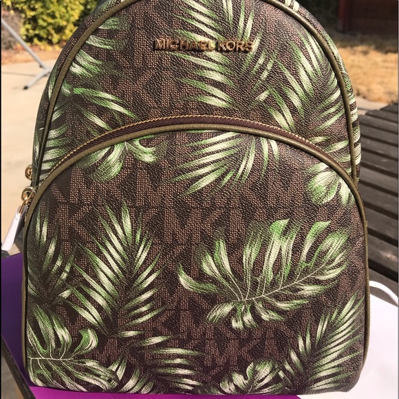 Michael Kors Handbags - Michael Kors Abbey Backpack Brown olive leaves NWT